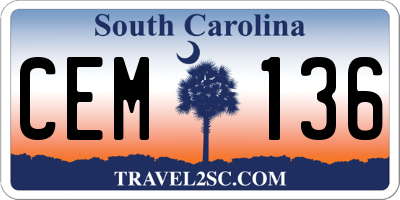 SC license plate CEM136