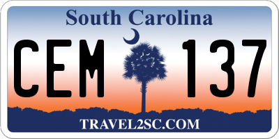 SC license plate CEM137