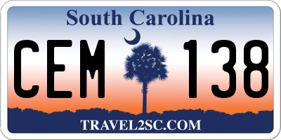 SC license plate CEM138