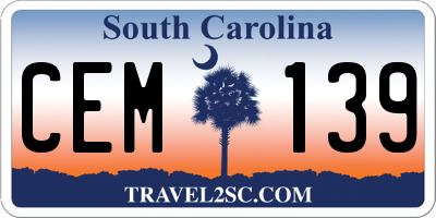 SC license plate CEM139