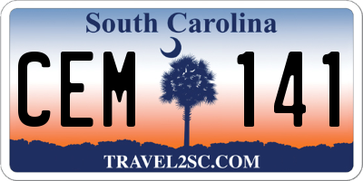 SC license plate CEM141