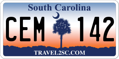 SC license plate CEM142