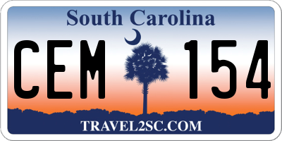 SC license plate CEM154