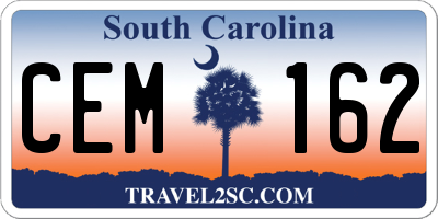 SC license plate CEM162