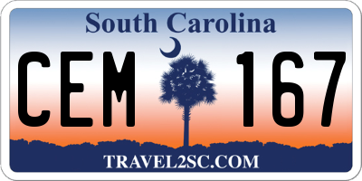 SC license plate CEM167