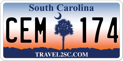 SC license plate CEM174