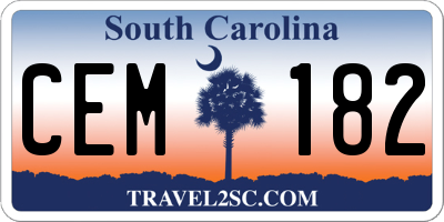 SC license plate CEM182