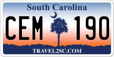 SC license plate CEM190