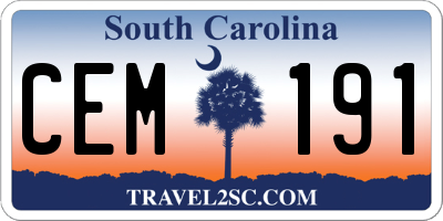 SC license plate CEM191