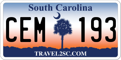 SC license plate CEM193