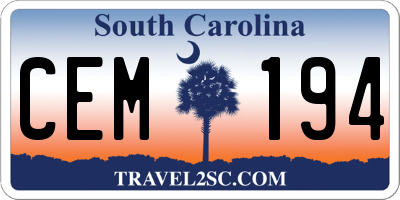 SC license plate CEM194