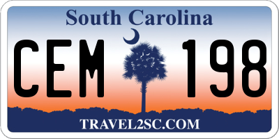 SC license plate CEM198