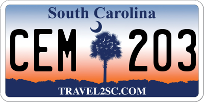SC license plate CEM203