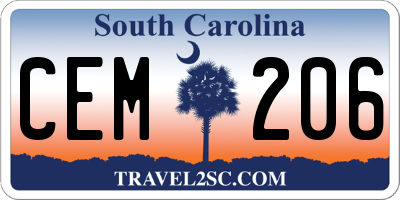 SC license plate CEM206