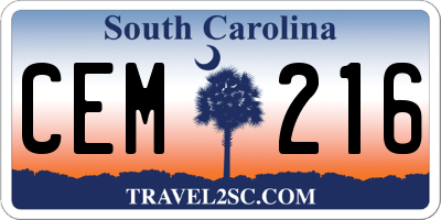 SC license plate CEM216