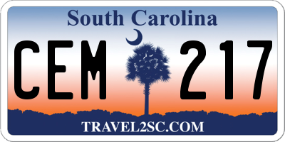 SC license plate CEM217