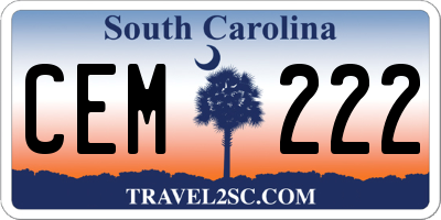 SC license plate CEM222