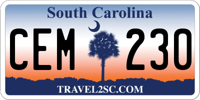SC license plate CEM230