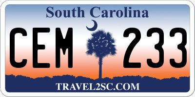 SC license plate CEM233