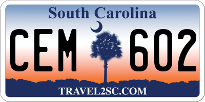 SC license plate CEM602