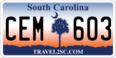 SC license plate CEM603