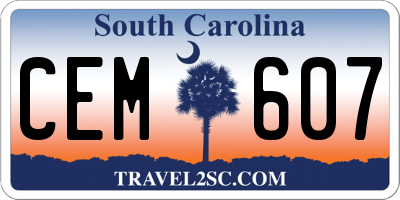 SC license plate CEM607