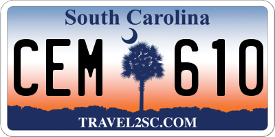 SC license plate CEM610