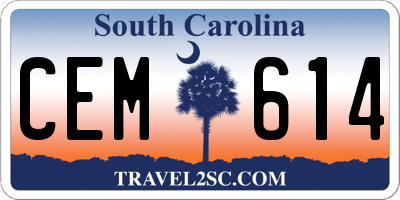 SC license plate CEM614