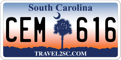 SC license plate CEM616