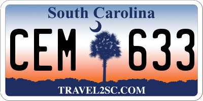 SC license plate CEM633