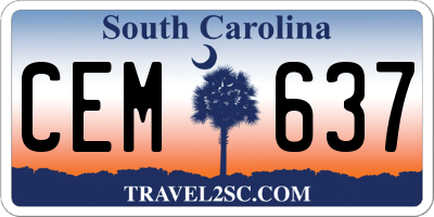 SC license plate CEM637