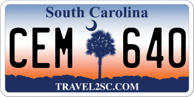 SC license plate CEM640