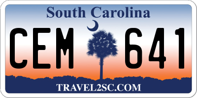 SC license plate CEM641
