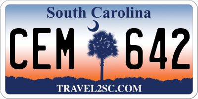 SC license plate CEM642