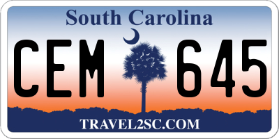 SC license plate CEM645