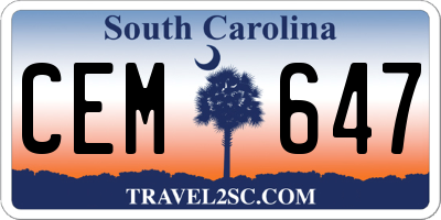 SC license plate CEM647