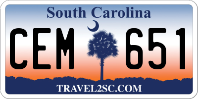 SC license plate CEM651