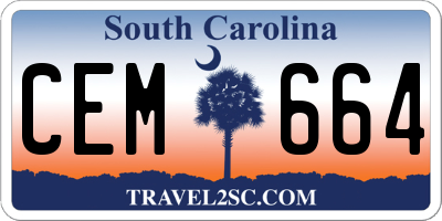 SC license plate CEM664