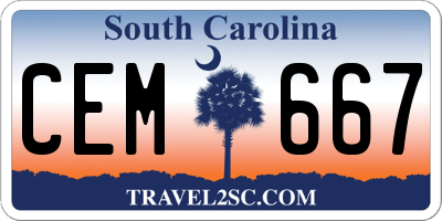 SC license plate CEM667