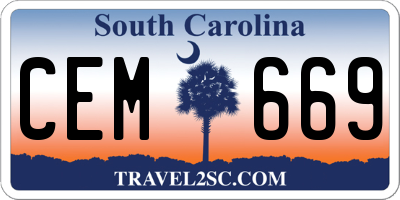 SC license plate CEM669