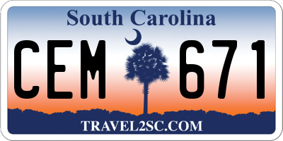 SC license plate CEM671