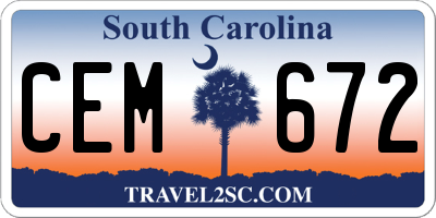 SC license plate CEM672