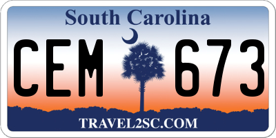 SC license plate CEM673