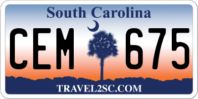 SC license plate CEM675