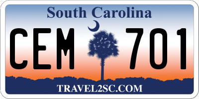 SC license plate CEM701