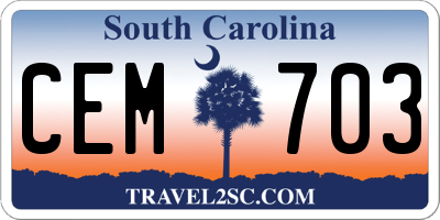 SC license plate CEM703