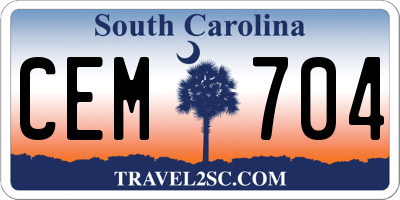 SC license plate CEM704