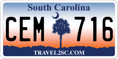SC license plate CEM716
