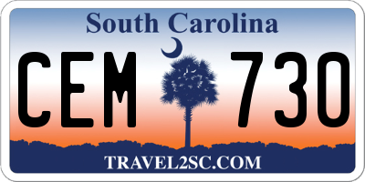 SC license plate CEM730