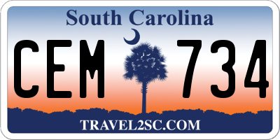 SC license plate CEM734